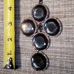 Black crystal cross on long chain